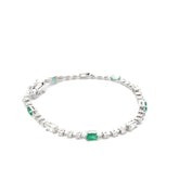 14k White Gold 1.35ct F VS2 Baguette and Round Diamond / .65ct Baguette Emerald Bracelet